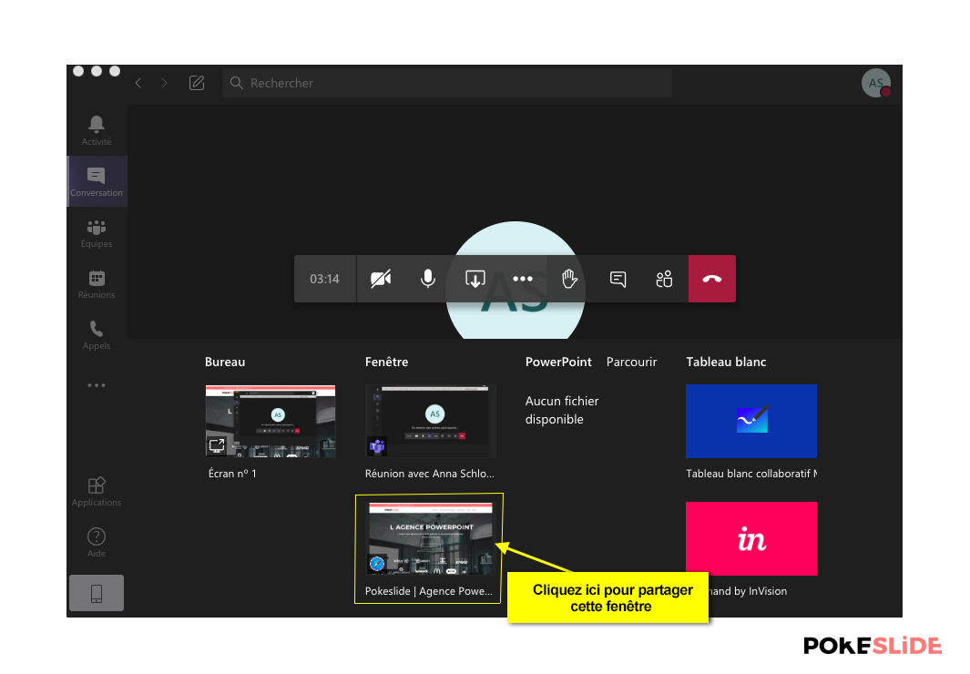 teams conference partager ecran