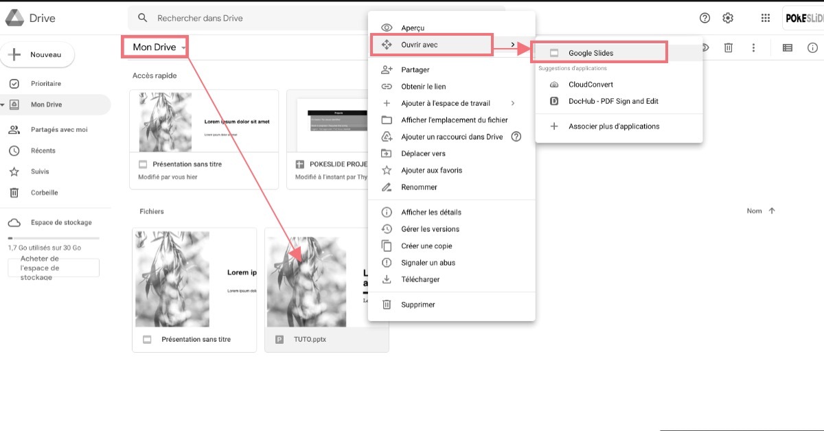 Importer la présentation PowerPoint dans votre Google Drive Importer la présentation PowerPoint dans votre Google Drive