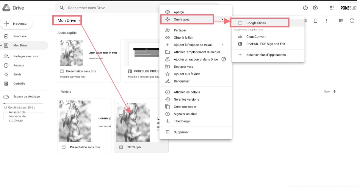 Importer la présentation PowerPoint dans votre Google Drive