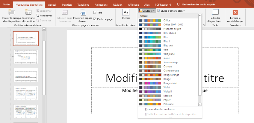 modifier masque PowerPoint