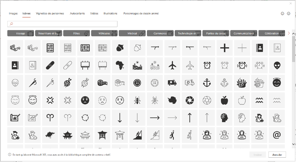 Liste icones powerpoint