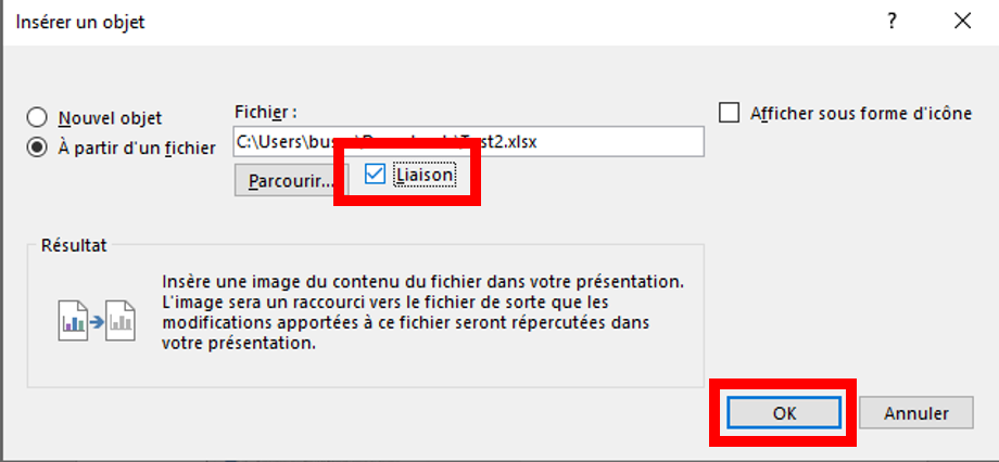 intégrer excel dans powerpoint