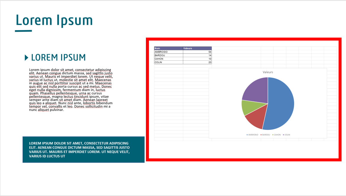 intégrer excel dans powerpoint